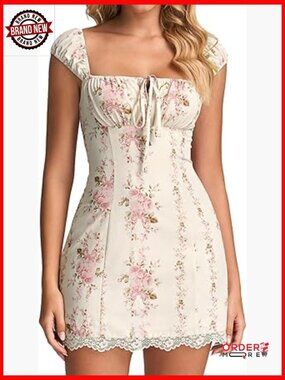 Vintage Lace Up Floral Corset Mini Dress Short Graduation Dress